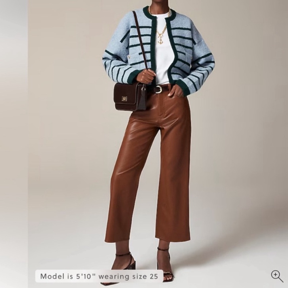 J. Crew Women's Brown Faux Leather Wide Leg Pants Size 26 Petite gently used